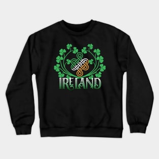 IRELAND SHAMROCK WREATH CELTIC KNOT WITH IRISH FLAG Crewneck Sweatshirt